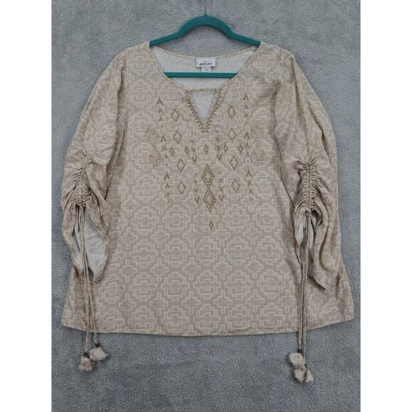 Womens‎ Ariat Tunic Top Size Large  Beige Aztec Western Cowgirl - Picture 1 of 11